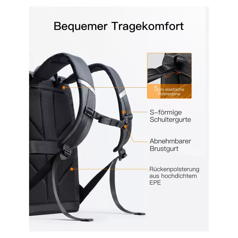 Inateck nešiojamojo kompiuterio kuprinė 15,6 inch BP01009 juoda 22-26,8 L