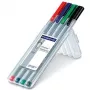 Finelineris Staedtler 334 SB4 juoda, mėlyna, žalia, raudona