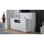 Sideboard Cama Meble VIVA 150 balta/balta blizgi ir sonoma ąžuolas, 3 durys, 5 lentynos, 1500×450×800 mm