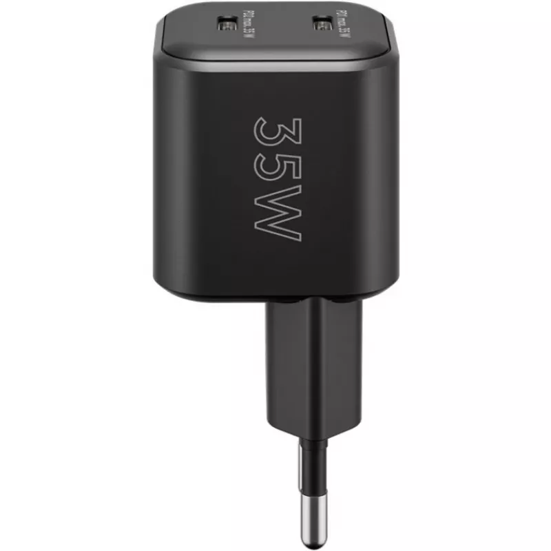 Sieninis įkroviklis GOOBAY 75333 – Universalus vidinis AC USB-C įkroviklis, 2x USB-C, 35 W, juodas