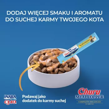 Šlapias skanėstas katėms INABA Churu Meal Topper Tuna su Scallop 4 x 14 g