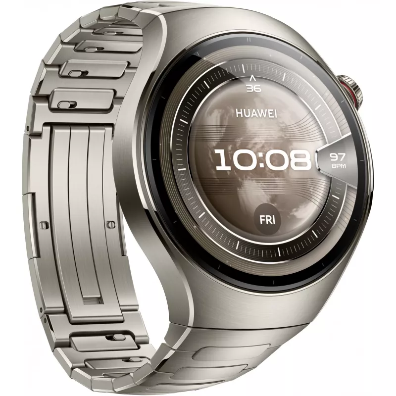 Išmanusis laikrodis HUAWEI WATCH 5, 1,5 col. AMOLED, 466×466, 46 mm titano korpusas, Wi‑Fi, GPS, sidabrinis