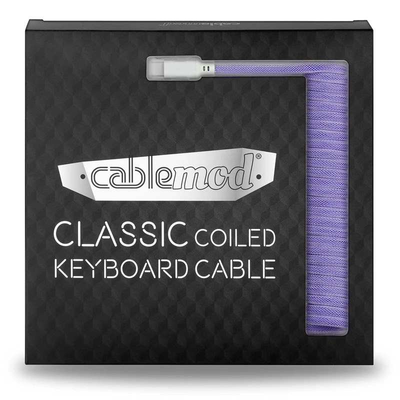 CableMod Classic Coiled CM-CKCA-CW-PW150PW-R klaviatūros kabelis spiralės formos, USB-C ir USB-A, 150 cm, Rum Raisin