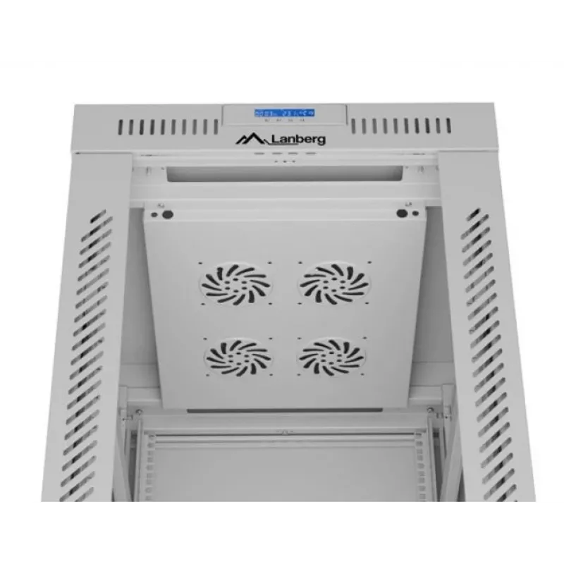 Laisvai pastatomas tinklo spintos stovas LANBERG FF01-6842-12SL 42U, 600×800 mm, 2121 mm aukštis, 1200 kg talpa, IP20, pilkas