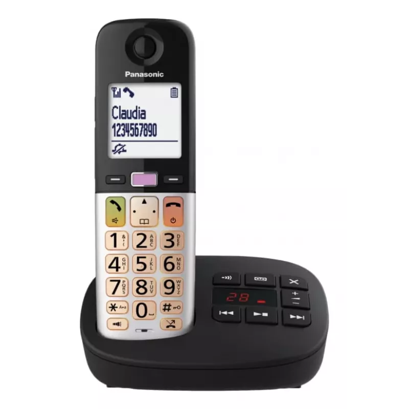 DECT belaidis telefonas Panasonic KX-TGU442 — 2 rageliai, skambučio numerio atpažinimas, 2,1 colio ekranas, juodas/sidabrinis