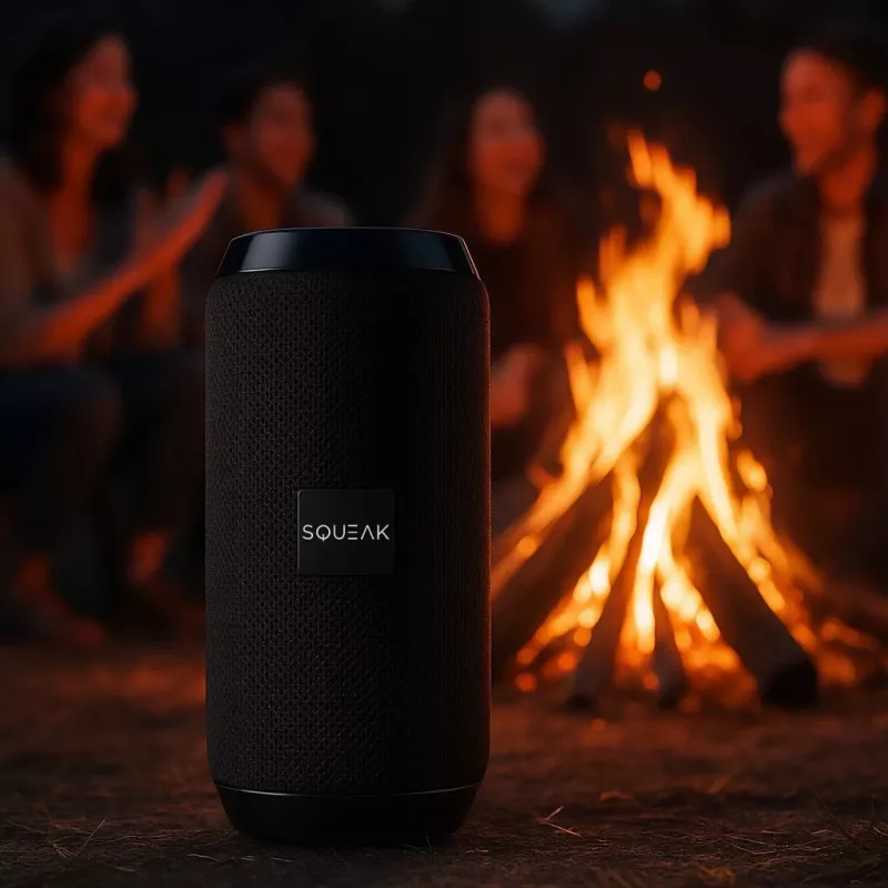 Nešiojamas Bluetooth stereo garsiakalbis SQUEAK SQ1008 — 14 W RMS, Bluetooth 5.3, 1200 mAh, IPX4, FM, LED, AUX, USB