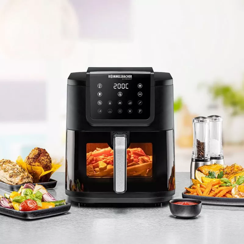 Kaitintuvo oro gruzdintuvė Rommelsbacher FRH 1700 Single 8 L 1700 W su 10 programų ir LED ekranu