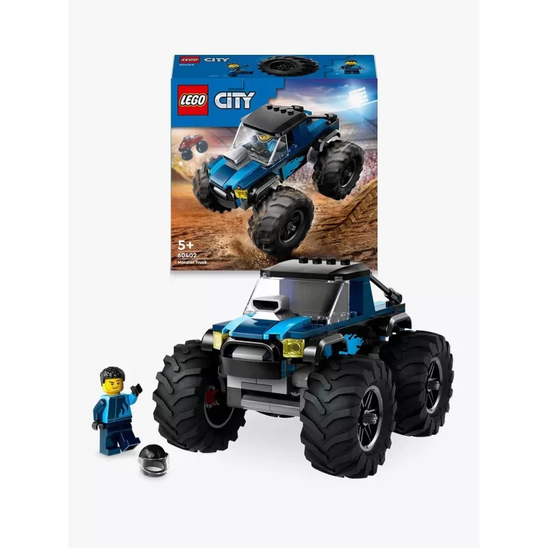 Konstrukcinis žaislas LEGO City 60402 Mėlynasis monstrų sunkvežimis su didelėmis padangomis, 148 dalių, 1 minifigūrėlė, nuo 5 metų
