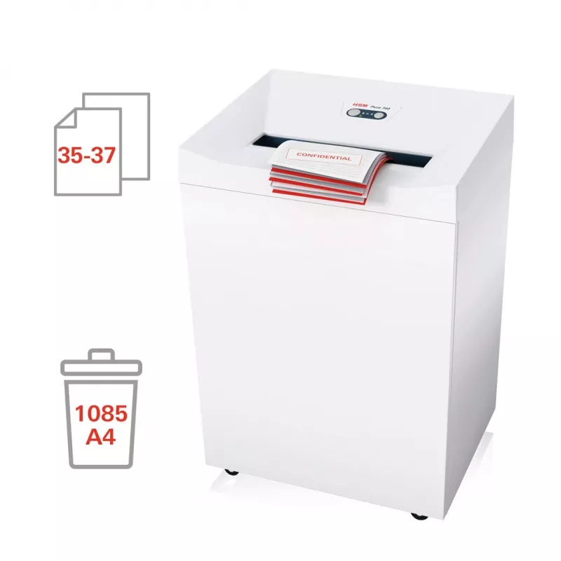 Smulkintuvas HSM Pure 740 juostinis pjovimas 3,9 mm, darbinis plotis 400 mm, smulkina CD ir kreditines korteles