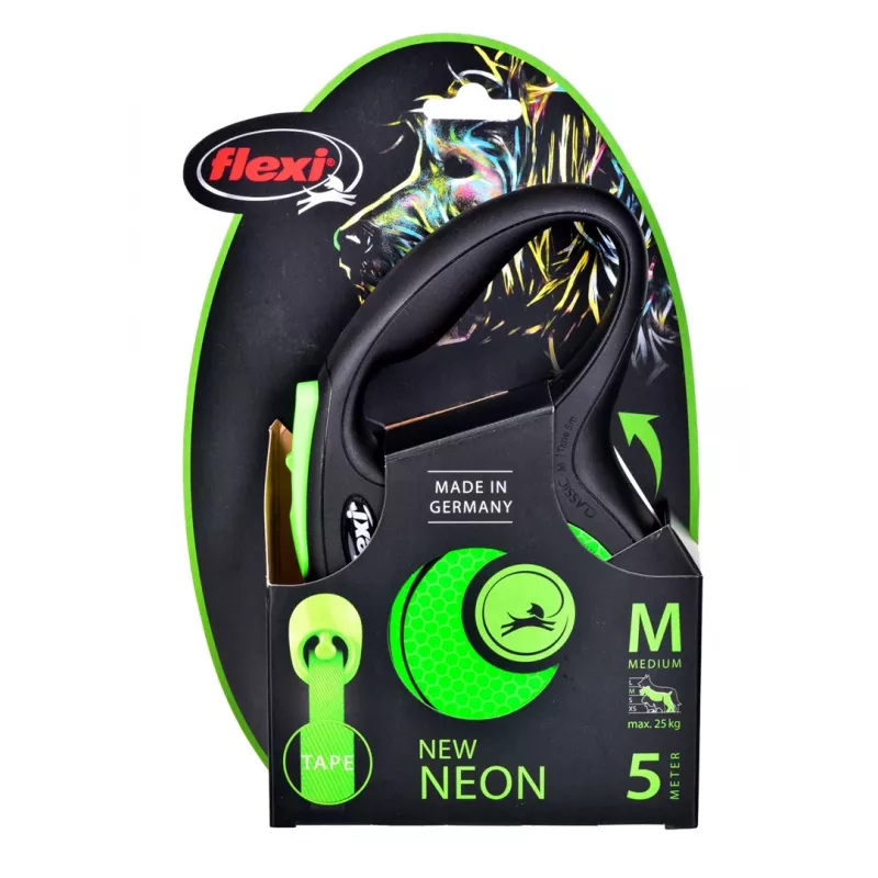 FLEXI New Neon M – ištraukiamas pavadėlis – 5 m