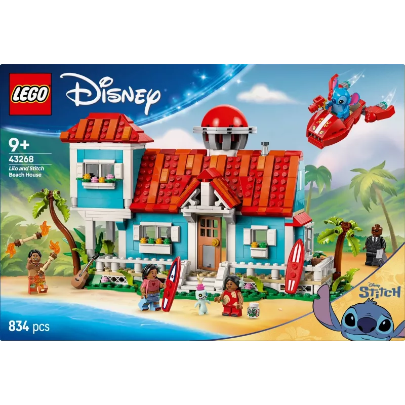 LEGO rinkinys Disney 43268 Paplūdimio namas – modulinis namas, 834 detalės, 5 minifigūrėlės, nuo 9 metų