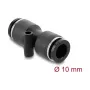 Pneumatinė jungtis DELOCK tiesi 10 mm su tvirtinimo anga, metalas/plastikas, vidinis sriegis, 48 mm