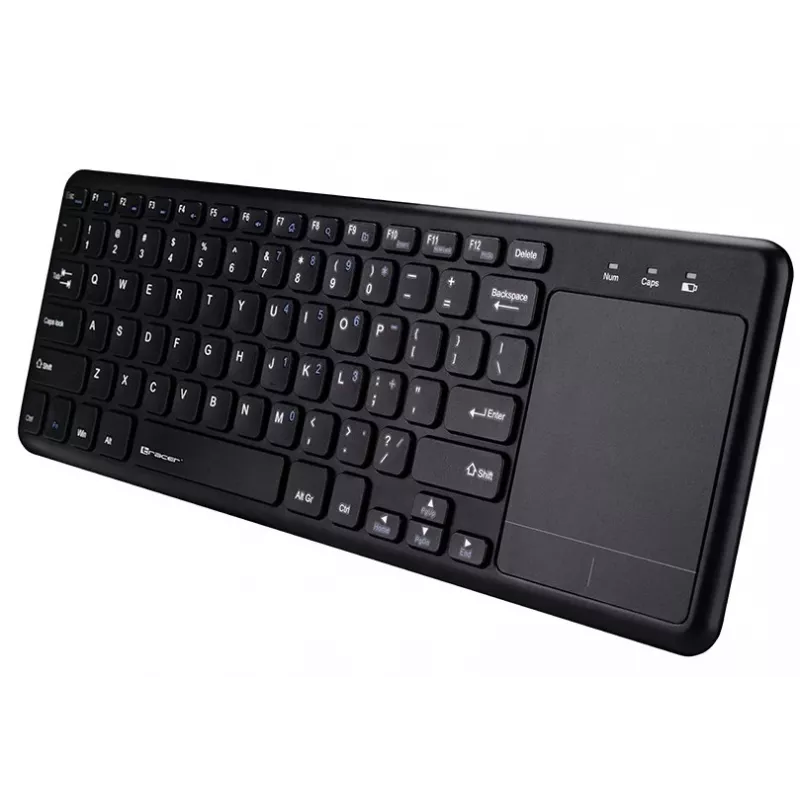 Belaidė RF klaviatūra TRACER TRAKLA46367 – Pilno dydžio, membraninė, su touchpad, 2.4 GHz, juoda