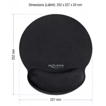 Delock Ergonomisches Mauspad mit Handballenauflage schwarz 252x227 mm