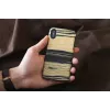 Dėklas iš natūralios medienos iPhone X/XS – baltas juodmedis su juodais akcentais