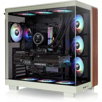 Korpusas Thermaltake View 380 XL WS ARGB, šviesiai žalias/medis, 2x grūdintas stiklas
