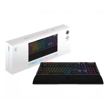 Mechaninė žaidimų klaviatūra MSI Strike Pro W Silent US išdėstymas RGB apšvietimas, laidas, tylūs lytėjimo jungikliai