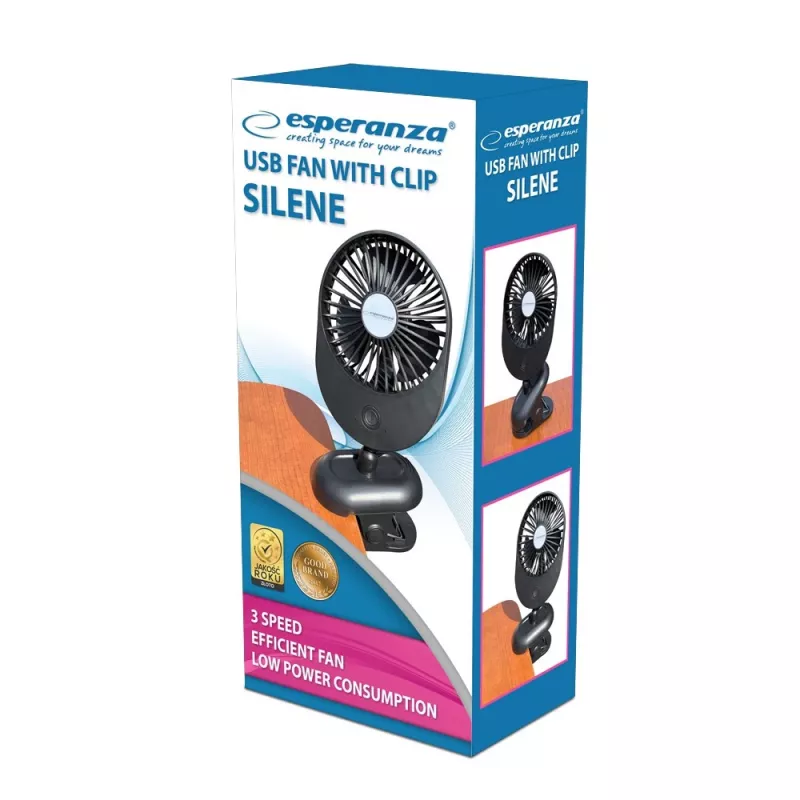 Ventiliatorius USB Esperanza EHF103K, kompaktiškas, juodas