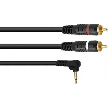 Adapterinis kabelis Omnitronic 3,5 mm stačiakampis lizdas į 2x RCA, 3 m, modelis 30225012