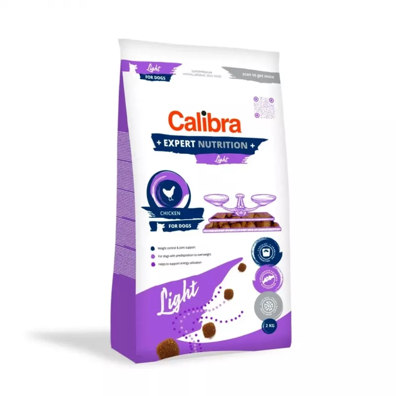 Sausas šunų ėdalas Calibra Expert Nutrition Light 2 kg — mažai kalorijų, vištiena, visavertis pašaras, 23% baltymų, 10% riebalų