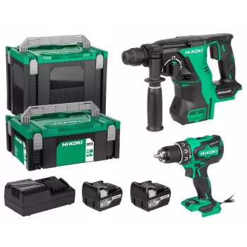 Hikoki akumuliatorinis suktuvas ir plaktukinis grąžtas rinkinys 18V DS18DBS+DH18DBL su 2x5Ah baterijomis