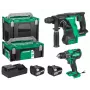 Hikoki akumuliatorinis suktuvas ir plaktukinis grąžtas rinkinys 18V DS18DBS+DH18DBL su 2x5Ah baterijomis