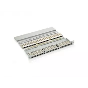 Equip 48 prievadų Cat.6 ekranuotas skirstomasis skydas, juodas, RJ-45, auksiniai kontaktai, Cat6, montavimas stelaže, 1U, juodas