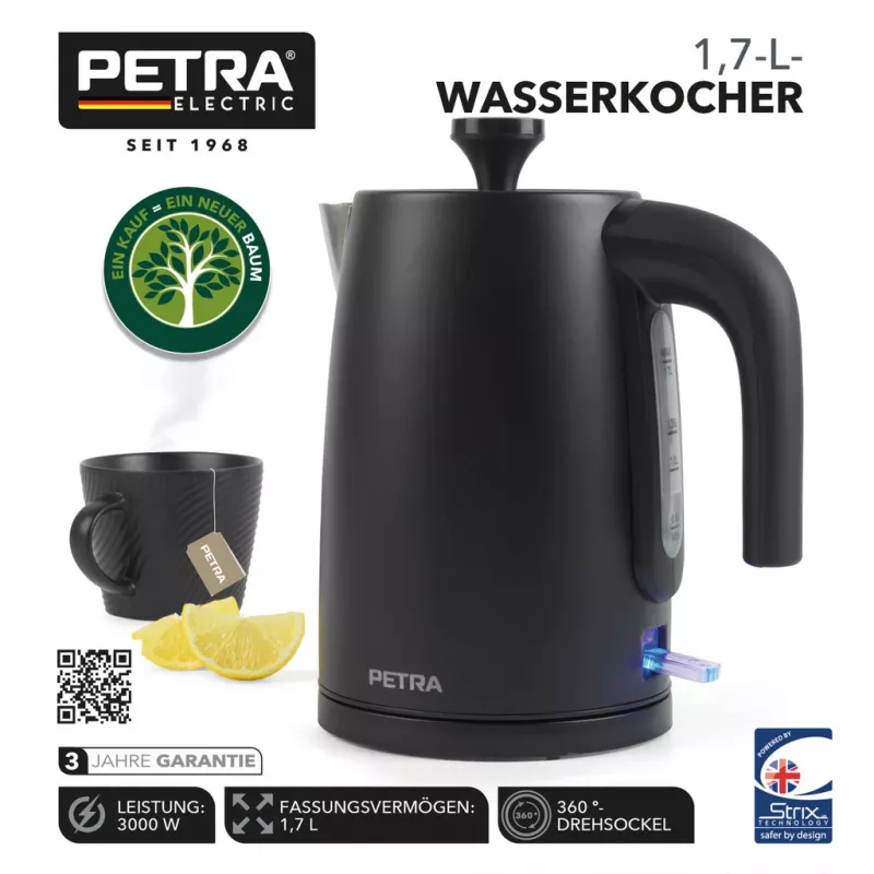 Elektrinis virdulys Petra 1.7L 3KW matinė juoda