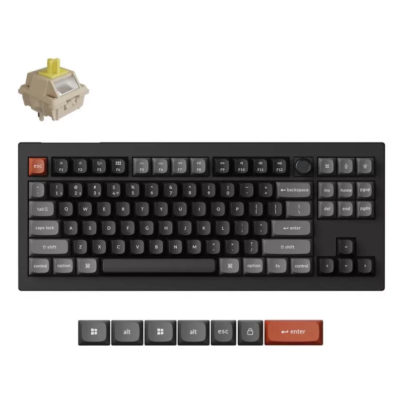 Mechaninė klaviatūra Keychron V3 Ultra 8K – laidinė ir Bluetooth, QWERTY išdėstymas, RGB LED, juoda