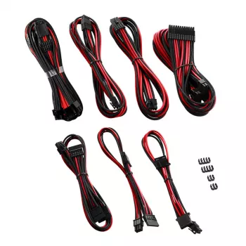 CableMod C-Series PRO RM Black Label maitinimo kabelių rinkinys CM‑PCSR‑16P3KIT‑NKKR‑R – juodi ir raudoni pinti PSU laidai