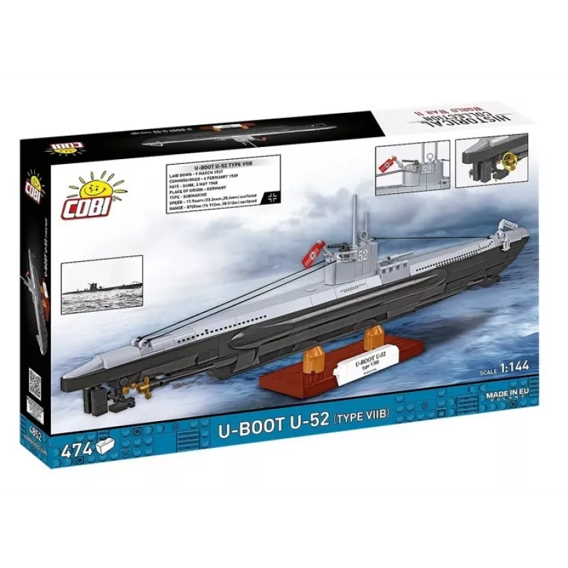 Konstrukcinis rinkinys Cobi U-Boot U-52 — 474 detalių modelis