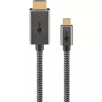 USB-C į HDMI pintas adapterio laidas, 4K / 60Hz (juodas/sidabrinis, 2 m)