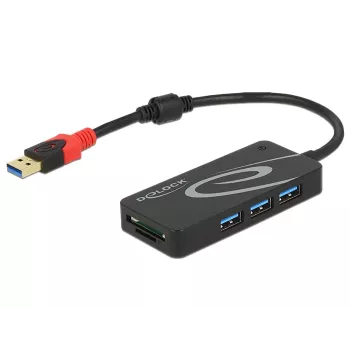 USB šakotuvas DeLOCK 3.0 3 prievadai išorinis + 2 SD lizdai