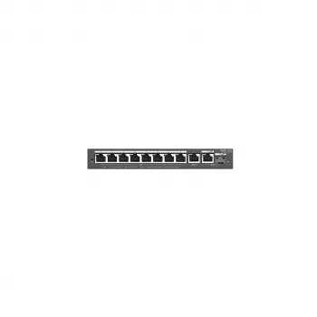 Valdomas L2 jungiklis RUIJIE RG-ES210GS-P — 10x Gigabit RJ-45, 2x SFP, 8x PoE+ prievadai, 120W PoE biudžetas, debesies valdymas