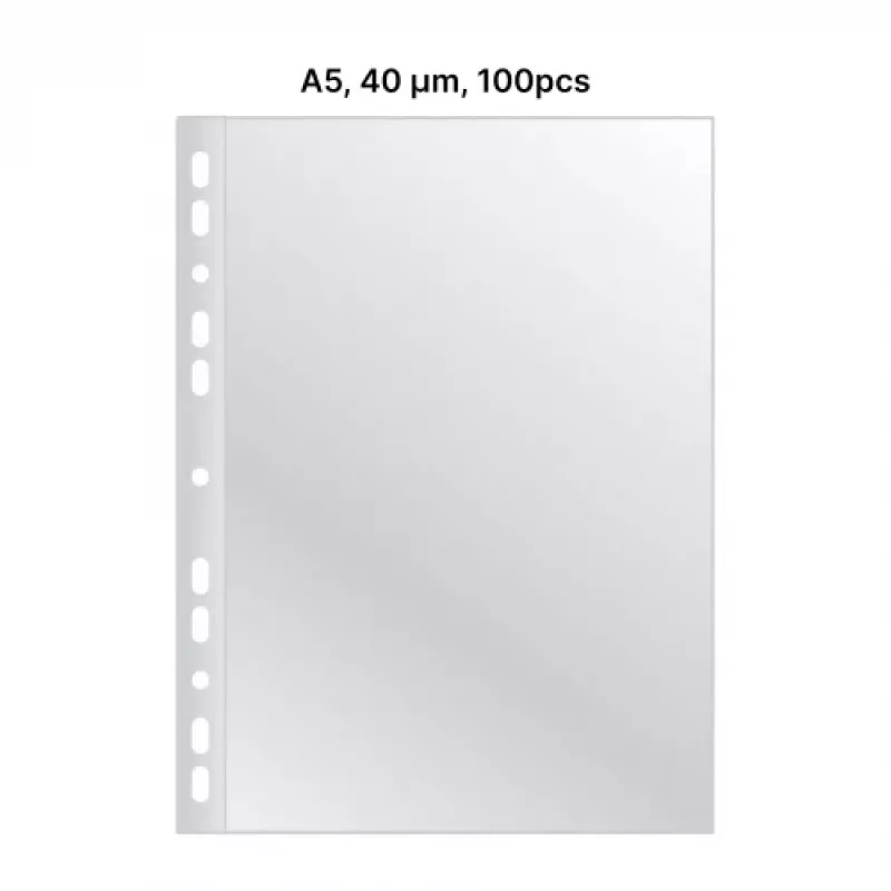 AD Class perforuota kišenė A5 Cristal Clear 40 mikronų, pakuotė 100 vnt.