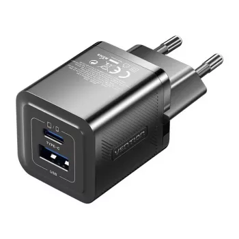 Vienos prievado USB-C sieninis įkroviklis Vention FEQB0-EU, 30 W, juodas