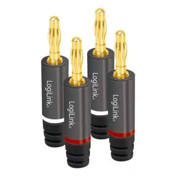 LogiLink Bananenstecker-Set, 4-teilig (2 Paar) für Kabeldurchmesser bis 4 qmm, Schrauben-Design sorgt für - 1 Stück (CA1212)