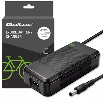 Įkroviklis QOLTEC 36V–42V 4A elektriniam dviračiui, DC kištukas 5,5×2,1 mm