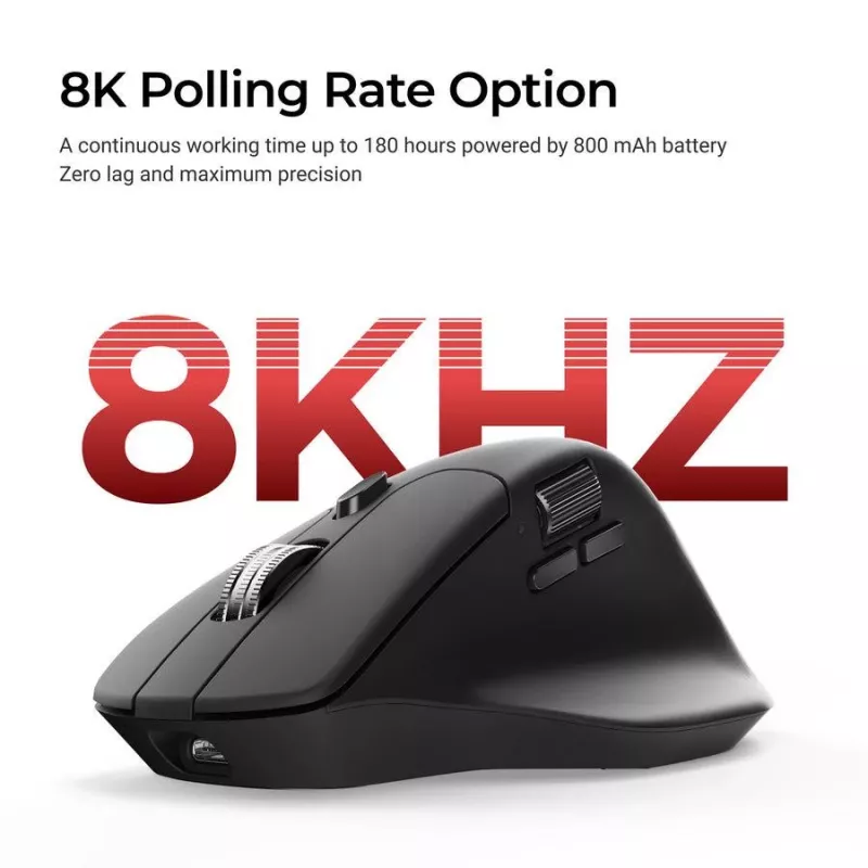 Pelė Keychron M6 dešinei rankai universali – Optinė, RF belaidis + Bluetooth + USB-C, 30000 DPI, Juoda