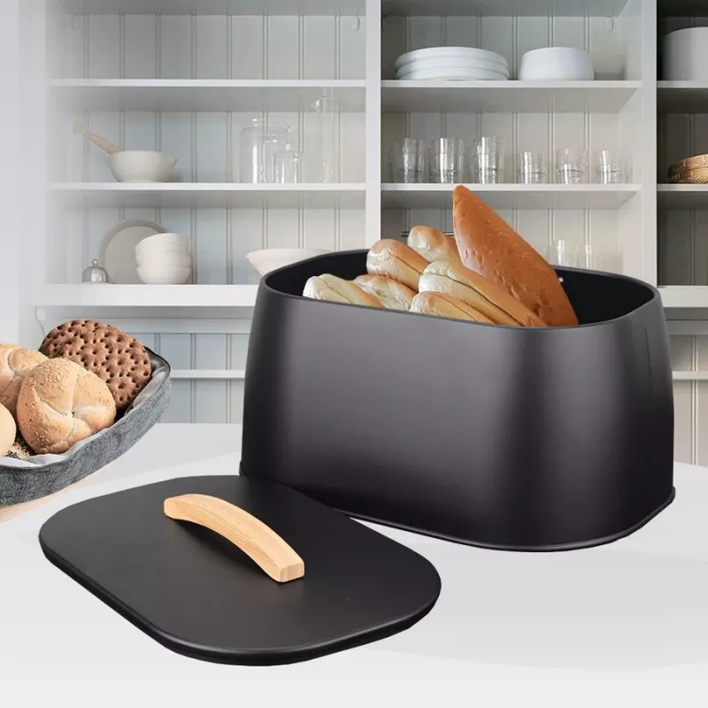 Dėžutė duonai Maestro MR-1675-BLACK, juoda