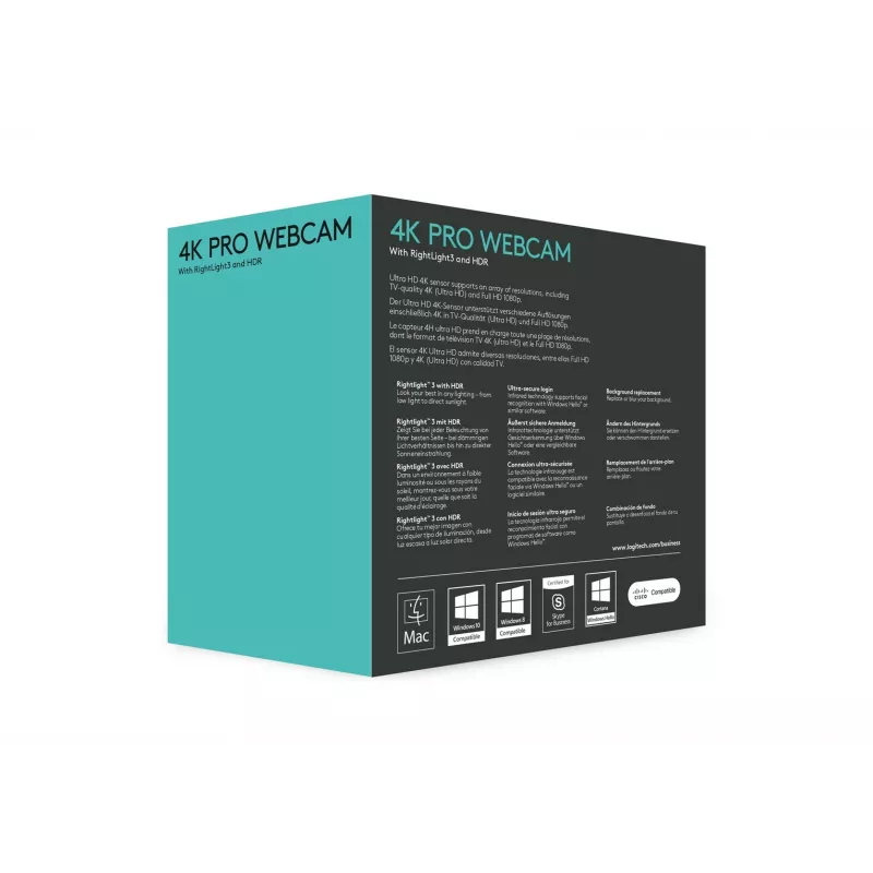 Internetinė kamera Logitech BRIO ULTRA HD PRO 13 MP 4096x2160 USB 3.2