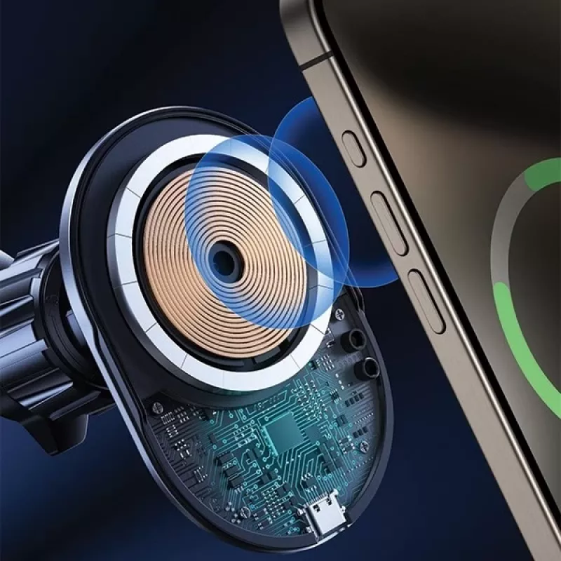 Automobilinis laikiklis MagSafe 15W belaidis įkroviklis juodas