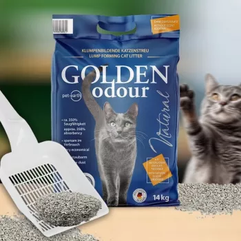 Kačių kraikas Golden Grey 7 kg – gumbuojantis bentonitinis kraikas, be dulkių, naikina kvapus