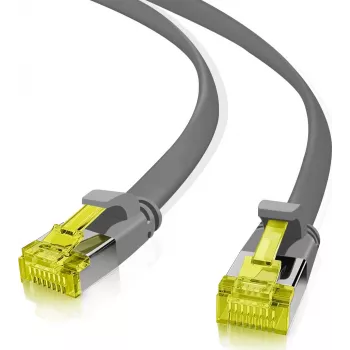 Helos Patch-Cable RJ-45 (M) – RJ-45 (M) 50 cm U/FTP CAT 6a Flat Pilka