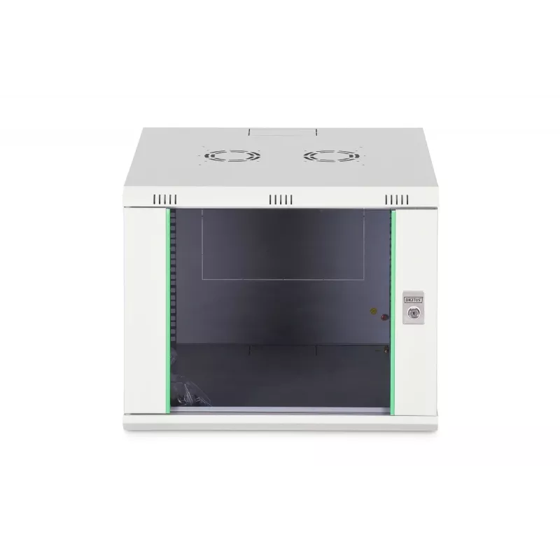 Ant sienos montuojamas 19 colių spintos korpusas DIGITUS Dynamic-N DN-37106 — 9U, 600×600 mm, IP20, su rakinamomis durelėmis