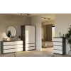 Spinta MALWA SS-90, 90×180×50 cm, antracitinis rėmas, balti varstomi durys, 2 stalčiai, laminatas 16 mm