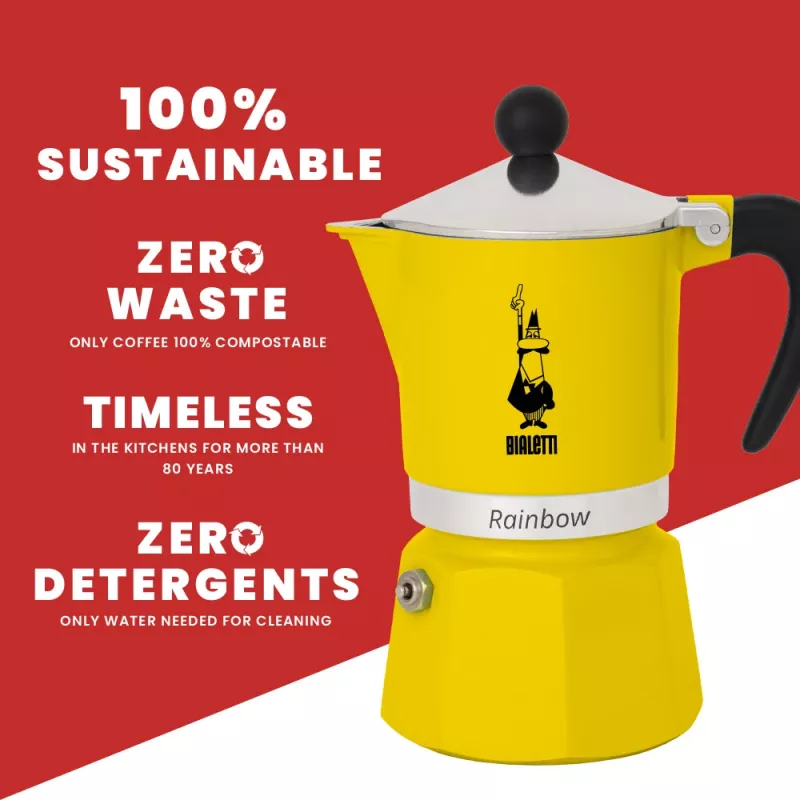 Moka puodas Bialetti Rainbow Black Yellow, 1 puodeliui
