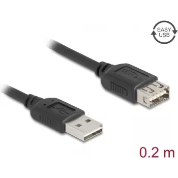 USB A – USB A kabelis DELOCK 81510 — USB 2.0, 0,2 m, juodas