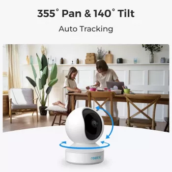 Vidinė IP stebėjimo kamera Reolink E Series E330 — 4MP, 4 mm objektyvas, 84°×45° matymo laukas, 2.4/5 GHz Wi‑Fi, dvipusis garsas, žmonių/naminukų aptikimas