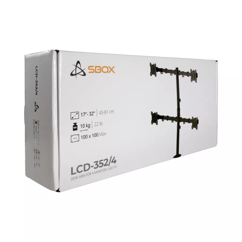 Sbox LCD-352/4-3 stovas keturiems monitoriams (17-32 col., 4x10 kg, VESA 100x100)